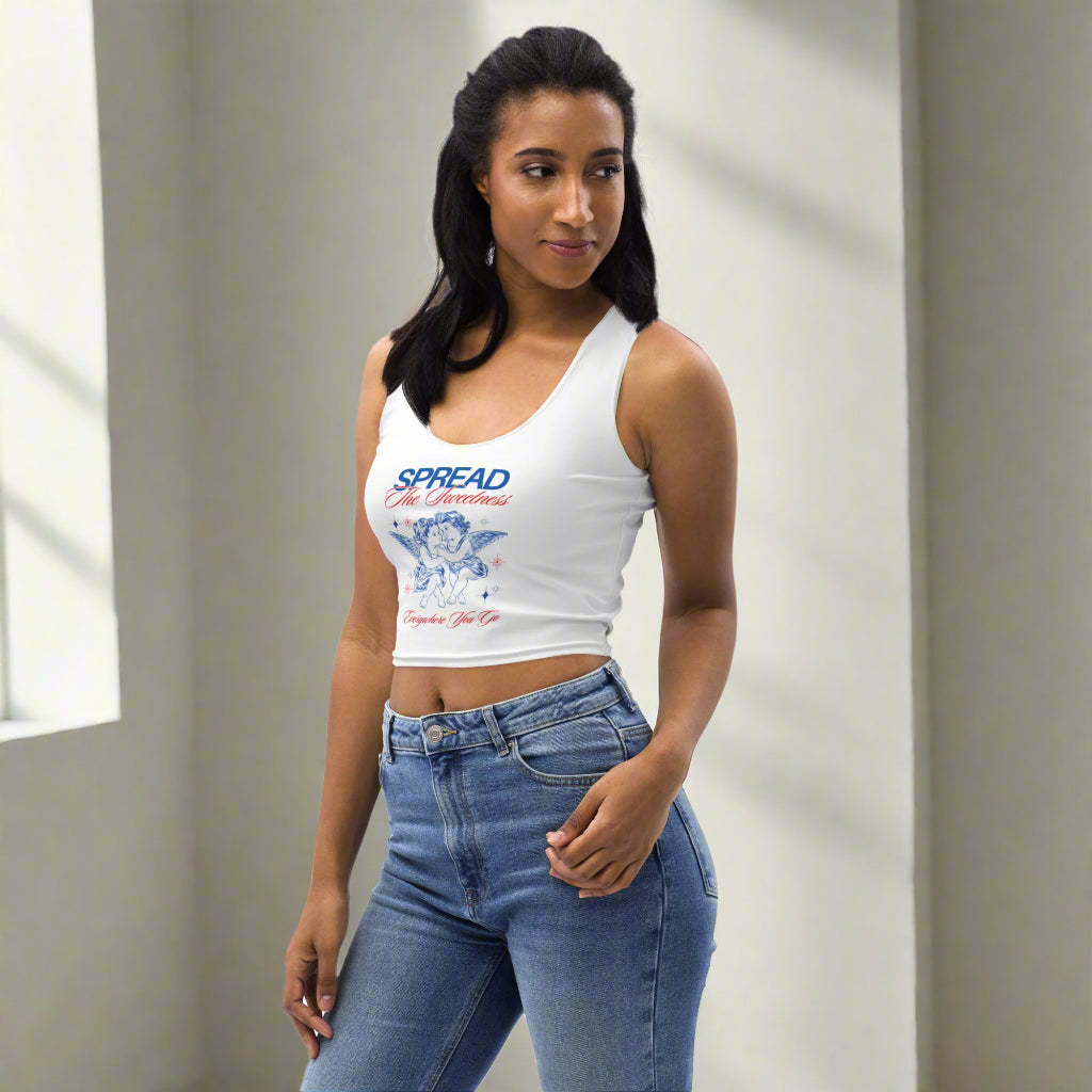 Sweetness Cherub crop top with vintage angelic design