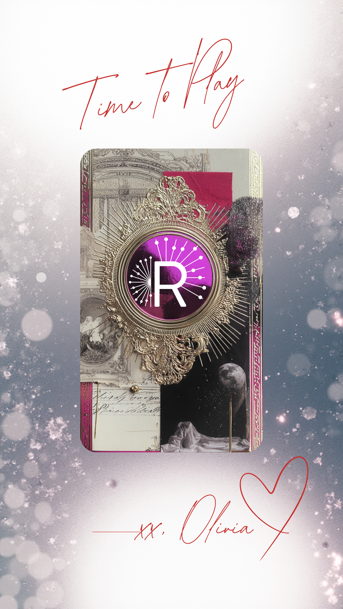 Culinary tarot card with magical sparkle overlay effect
