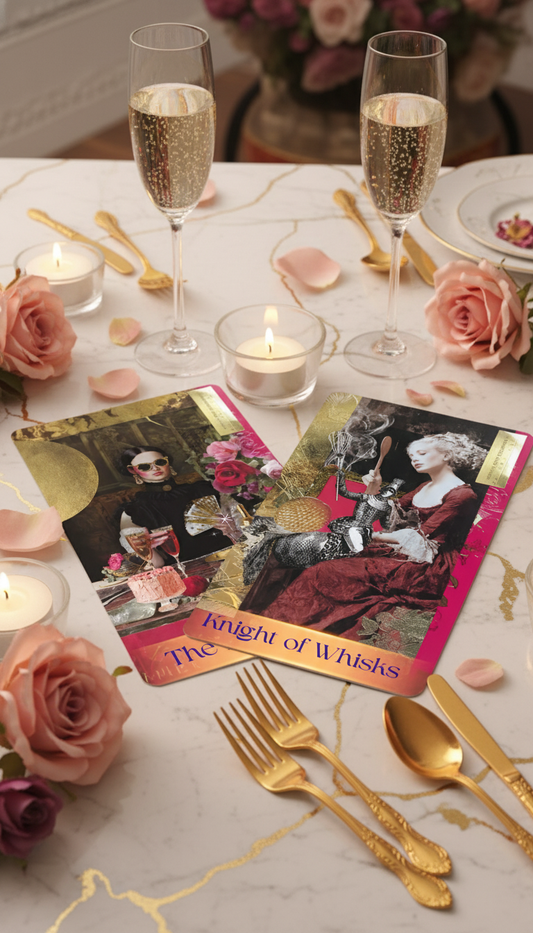 Culinary Tarot Cards on Marble Counter