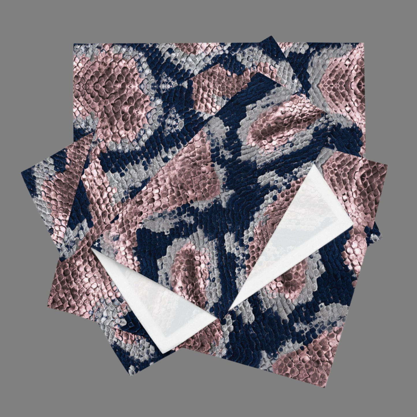 Python print dining placemats in navy, blush and silver metallic finish