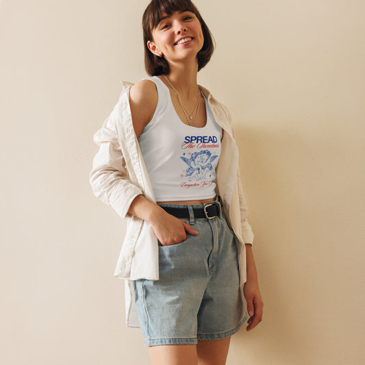 Vintage inspired crop top with cherub and positive message